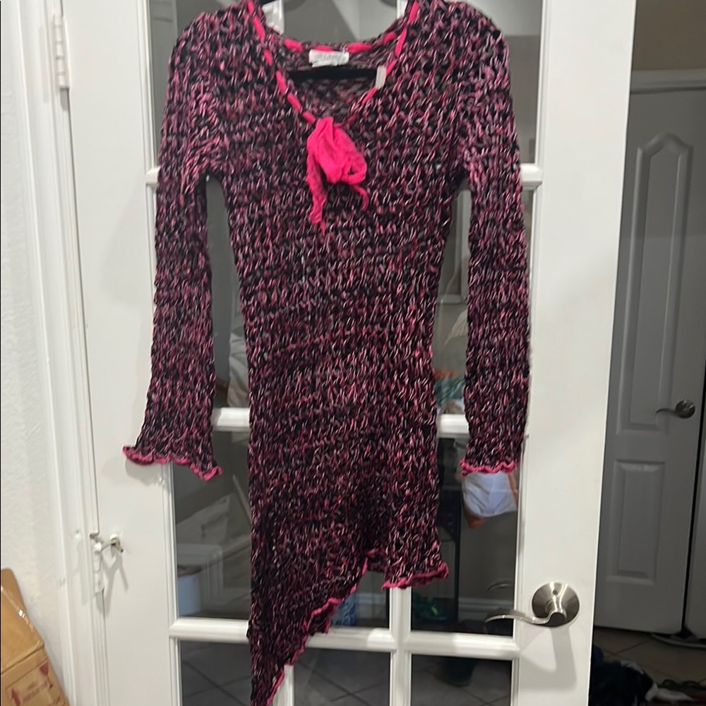 Asymmetrical Pink and Black Dress